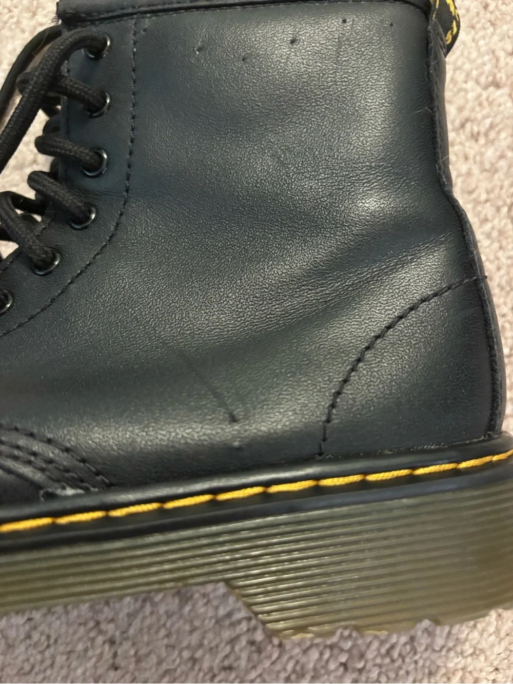Dr. Martens Junior 1460 Softy T leather lace-up combat boots bin black
